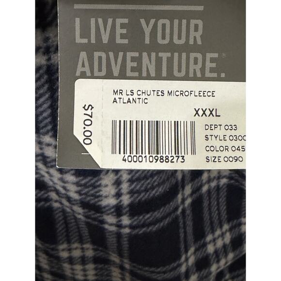 New EDDIE BAUER Chutes Microfleece Blue Plaid Shirt Men's Size 3XL XXXL Msrp $70 - Picture 3 of 3